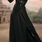 Women's Classic Witch Costume Black Fitted Top Skirt With Front Slit Size 8-10